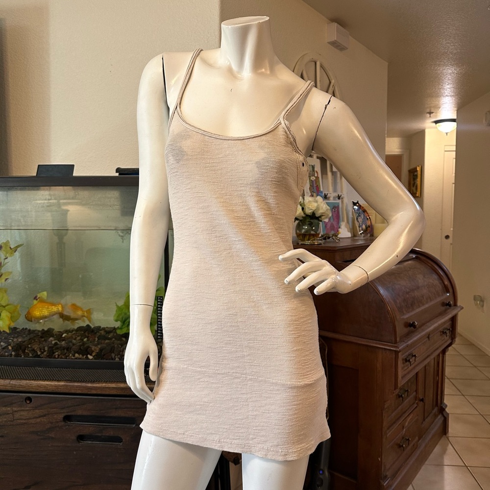 Free People beige knit tank top mini dress
